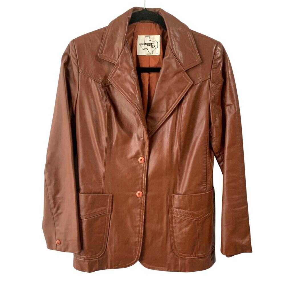 Vtg Western Tailored Leather Jacket Womens Small Blazer Rockabilly USA Western